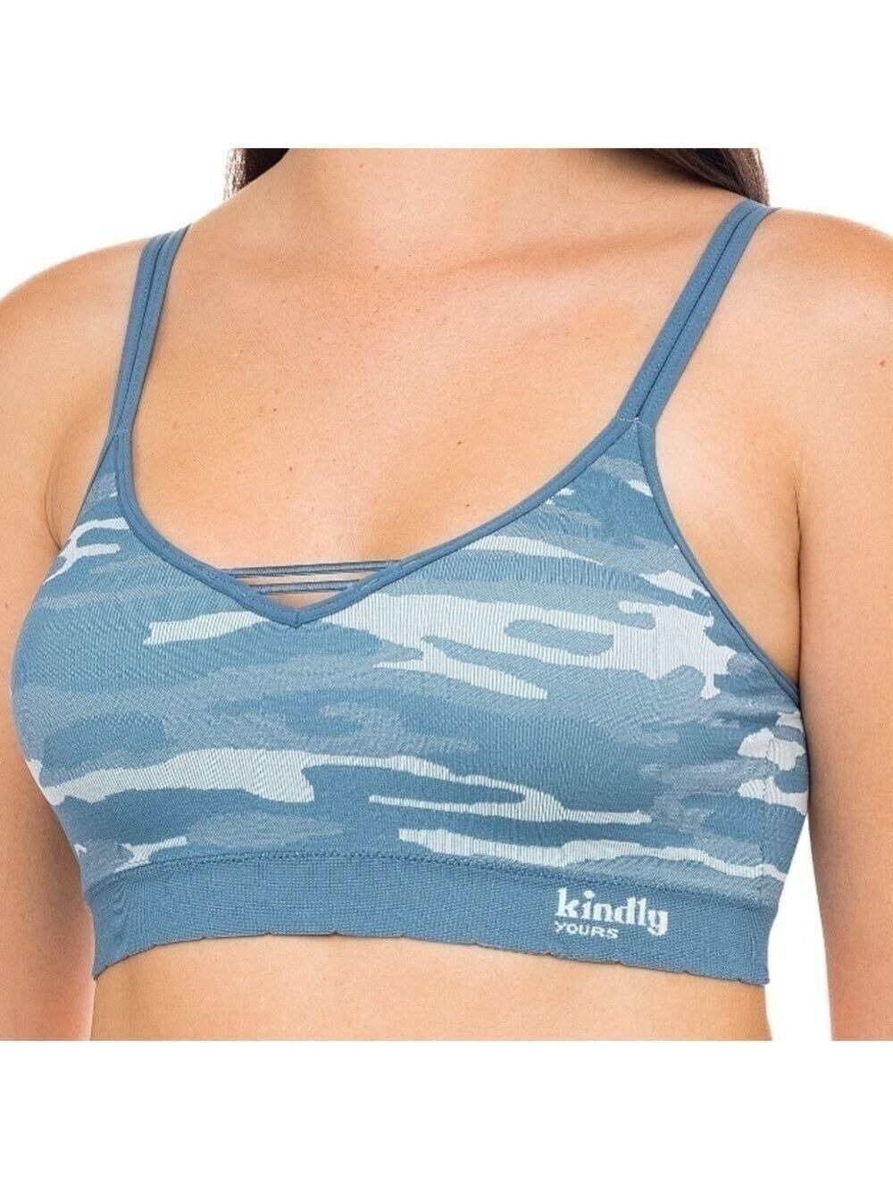 Kindly Yours caged v-neck sustainable seamless camo bralette size large - Picture 8 of 8